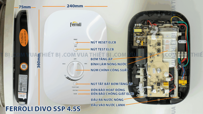 ferroli divo ssp kich thuoc san pham chi tiet ben trong ben ngoai