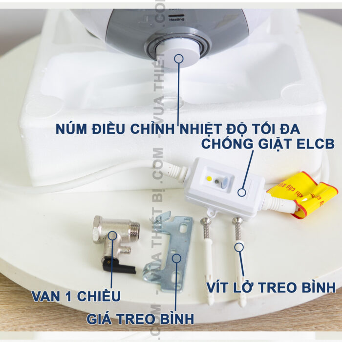 ferroli mito 6 lit phu kien di kem binh nong lanh