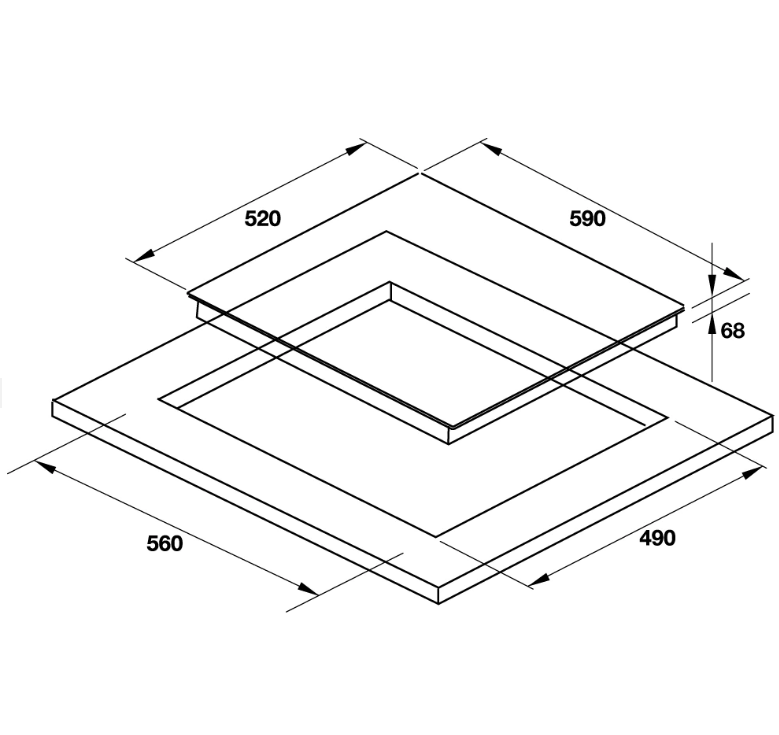 Bản vẽ kích thước Bếp từ ba HAFELE HC-I603D 536.61.631