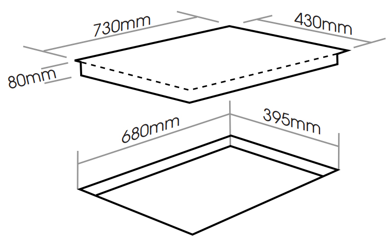 Bản vẽ kích thước Bếp từ đôi FASTER FS 729I