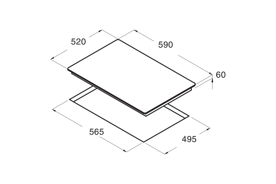 Bản vẽ kích thước Bếp từ bốn CATA IB 604 BK 08074001