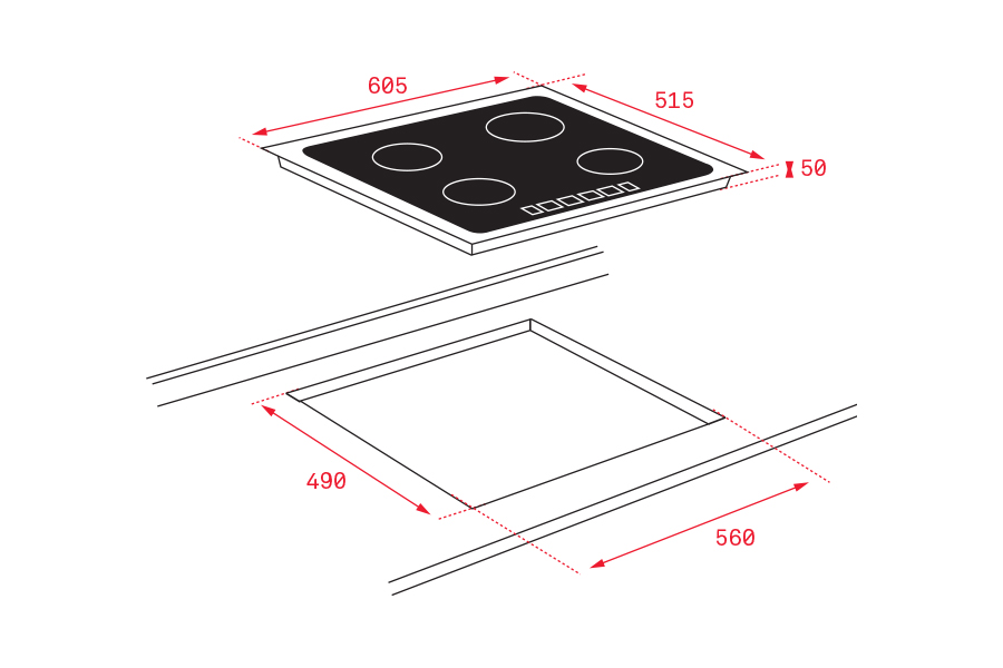 Bản vẽ kích thước Bếp từ ba TEKA ITF 6320 BK MSP 10210179