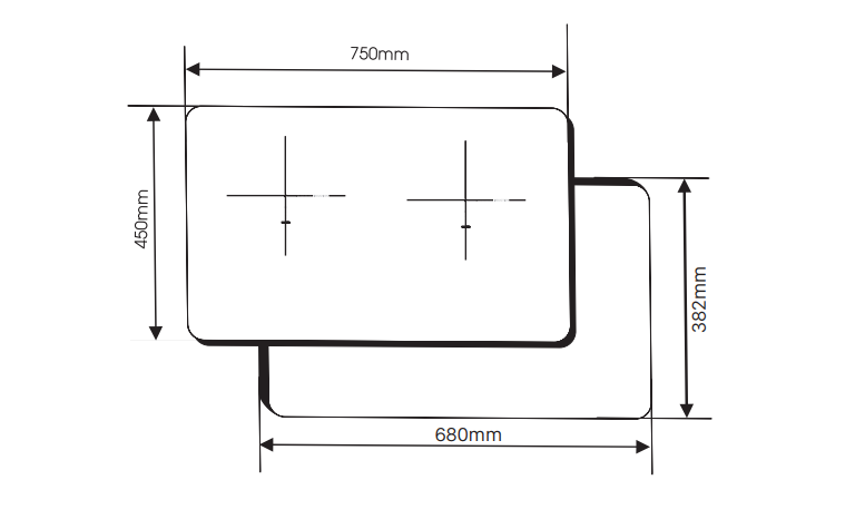 Bản vẽ kích thước Bếp từ đôi FANDI FD-829MCI