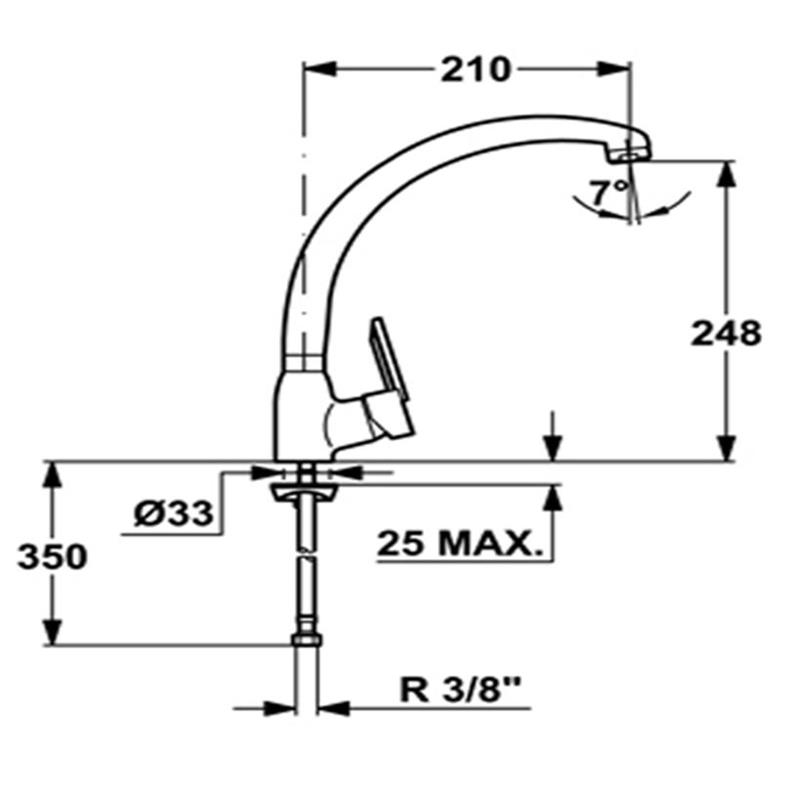 Bản vẽ kỹ thuật Vòi rửa bát TEKA MF2 nóng lạnh