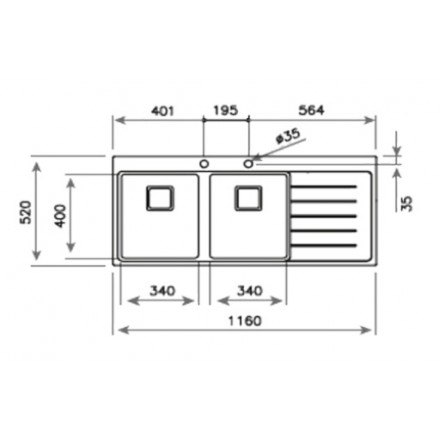 kihcs thuoc Chau rua bat inox Teka ZENIT RS15 2B 1D duong ban 2 ho