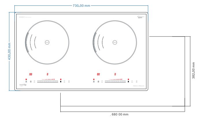 Bản vẽ kích thước Bếp từ đôi FANDI FD-LH91