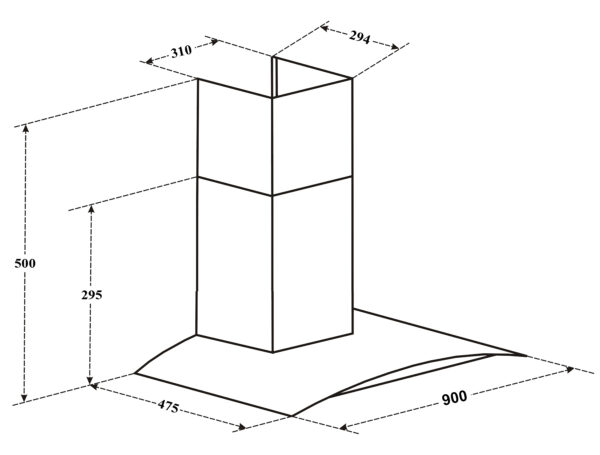 may hut mui canzy cz 90bds 90cm kinh cong