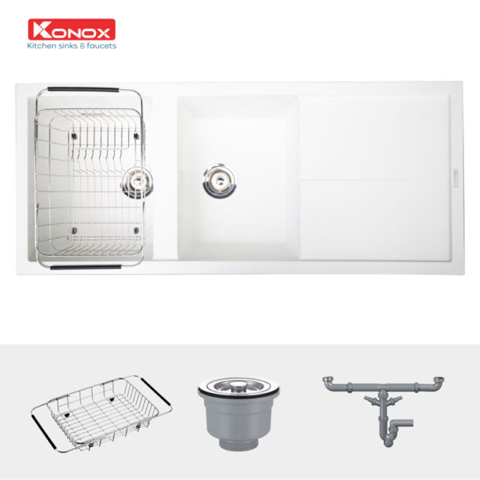 phu kien chau rua bat da konox livello 1160 white silver