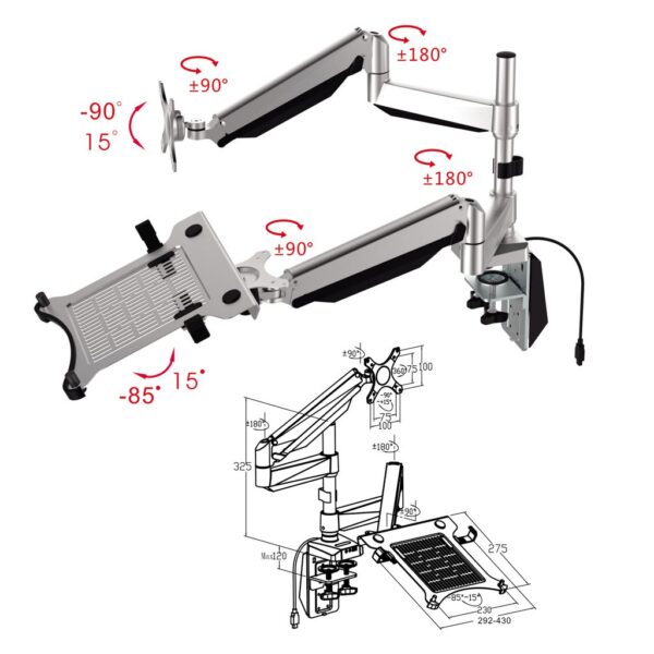 Tay treo màn hình máy tính HAFELE AP2-L 818.70.940 .