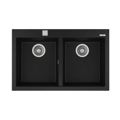 Chậu rửa bát đá Teka Forsquare 2B 790 Black 115260014 dương bàn 2 hố