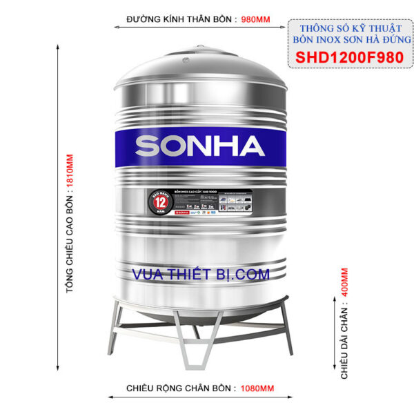 thong so ky thuat bon inox son ha 1200l dung