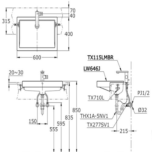 thong so ky thuat chau lavabo toto lw646jwf ban am ban