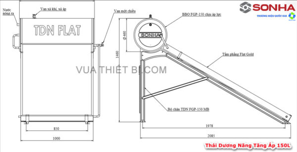 thong so ky thuat thai duong nang son ha flatgold 150l