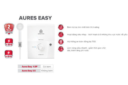 tinh nang May nuoc nong truc tiep ARISTON AURES EASY 3.5 khong bom 3500w