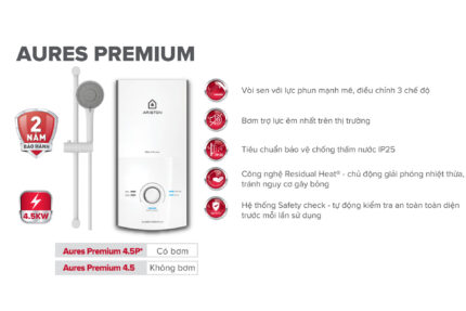 tinh nang May nuoc nong truc tiep ARISTON AURES PREMIUM 4.5P co bom 4500w