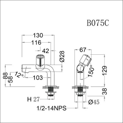 voi chau lavabo caesar b075c nuoc lanh