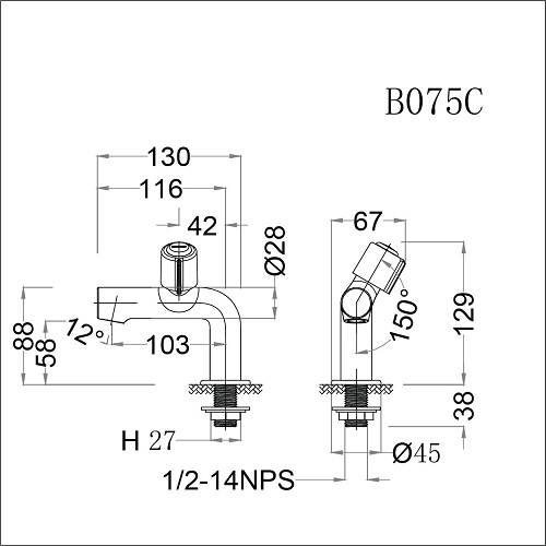 voi chau lavabo caesar b075c nuoc lanh