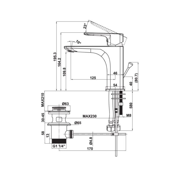 voi chau lavabo hafele kobe chrome 100 58915001 nong lanh 2