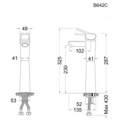 voi chau rua mat lavabo caesar b642cu co cao dat ban