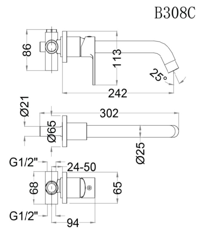 voi chau rua mat lavabo gan tuong caesar b308c nong lanh