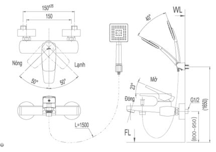 voi sen tam nong lanh inax bfv 5003s 5c
