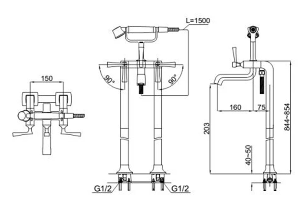 Vòi-sen-xả-bồn-tắm-TOTO-DM209CF#PG-đặt-sàn-