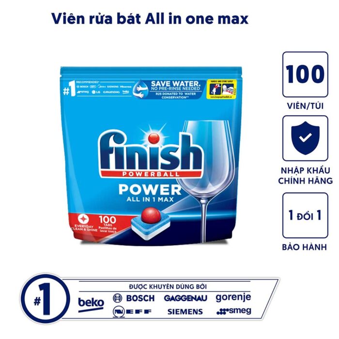 Viên rửa bát Finish All In One Max 100 viên