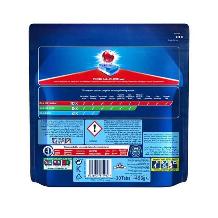 Viên rửa bát Finish All In One Max 30 viên hương chanh