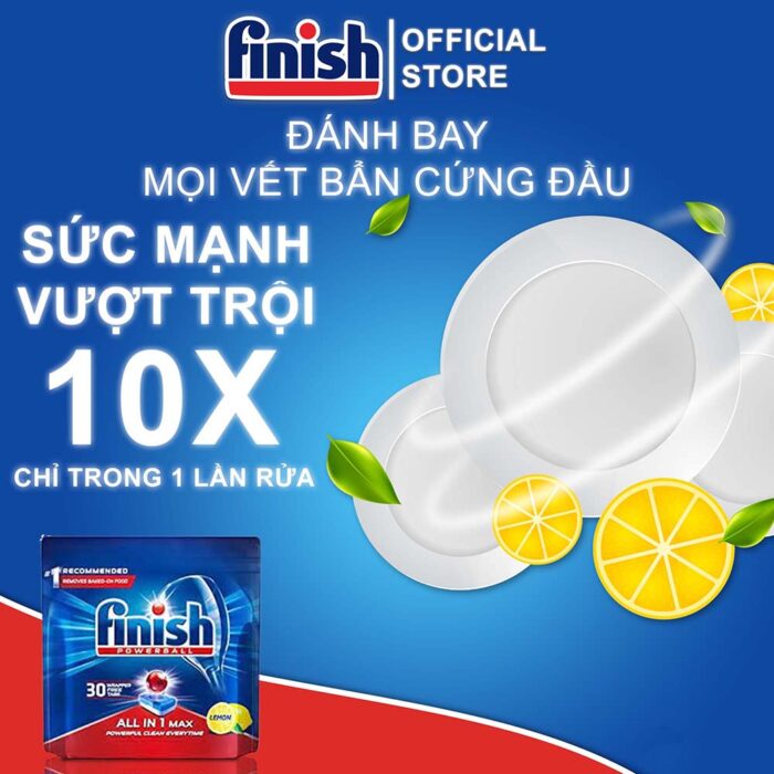 Viên rửa bát Finish All In One Max 30 viên hương chanh