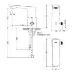 Bản vẽ kỹ thuật Vòi chậu lavabo INAX AMV-91K cảm ứng điện nóng lạnh