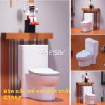 Bồn cầu 1 khối CAESAR C1352 trẻ em nắp êm M284 - Ảnh 2