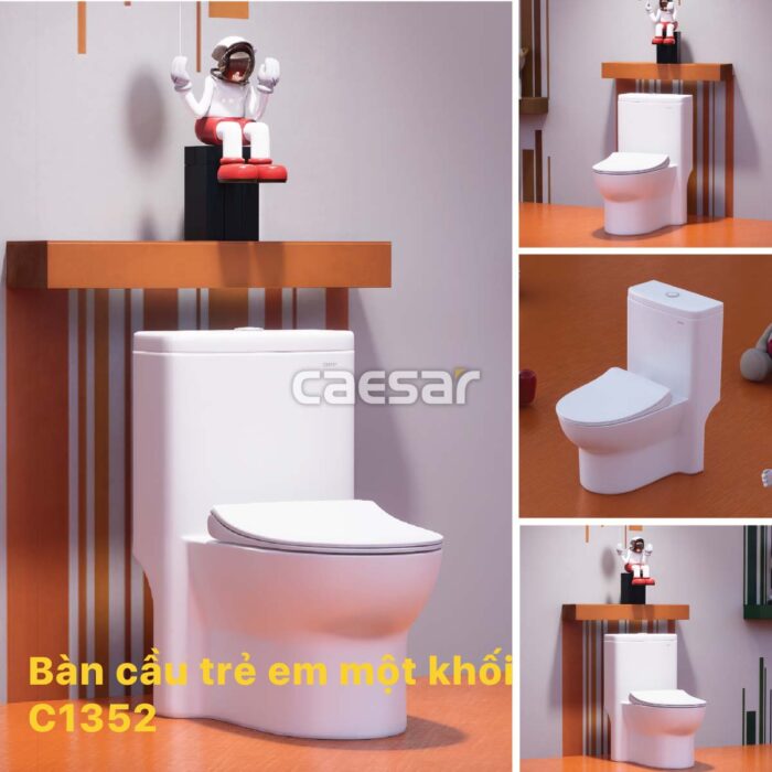 Bồn cầu 1 khối CAESAR C1352 trẻ em nắp êm M284 - Ảnh 2