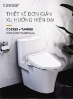 Bồn cầu 1 khối Caesar CD1395 nắp êm rửa cơ TAF050 1