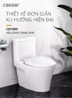 Thiết kế bồn cầu 1 khối Caesar CD1395