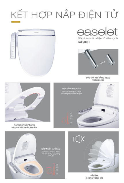Tính năng Bồn cầu 1 khối Caesar CD1395 nắp điện tử TAF200H
