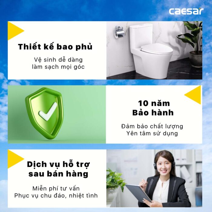 Bồn cầu thông minh CAESAR C1395F TAF400H (CD1395) nắp rửa điện tử - Ảnh 9