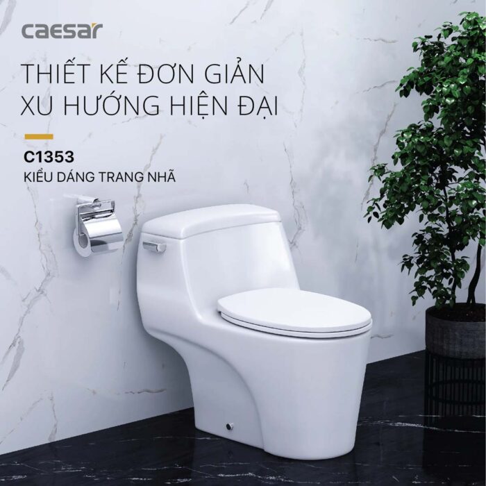 Bồn cầu 1 khối CAESAR C1353 nắp êm MU234 - Ảnh 7