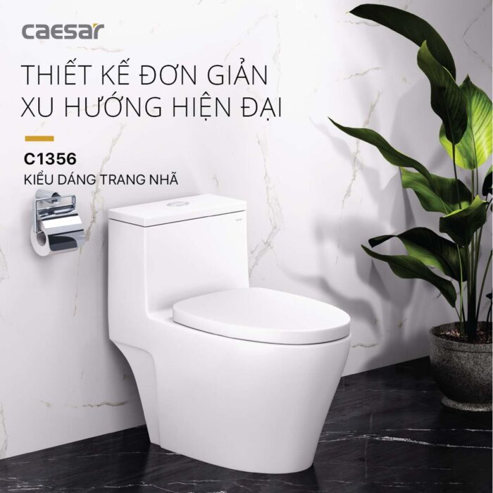 Bồn cầu 1 khối CAESAR C1356 nắp êm M256 - Ảnh 9