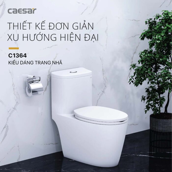 Bồn cầu 1 khối CAESAR C1364 nắp êm MU234 - Ảnh 7