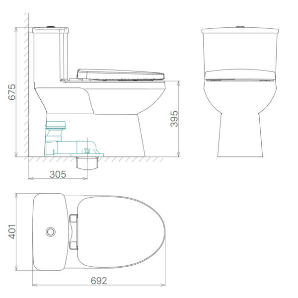 Bản-vẽ-kĩ-thuật-Bồn-cầu-1-khối-VIGLACERA-V811-nắp-êm