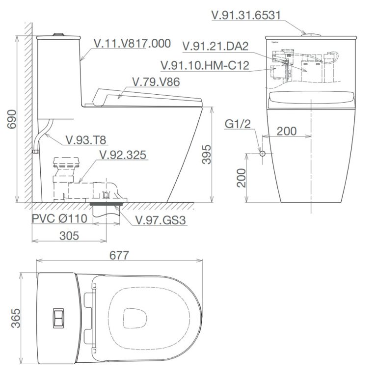 Bản-vẽ-kĩ-thuật-Bồn-cầu-1-khối-VIGLACERA-V817-nắp-êm