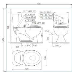 Bản-vẽ-kĩ-thuật-Bồn-cầu-2-khối-VIGLACERA-VI77-nắp-êm-V116
