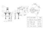 Bản vẽ kỹ thuật Vòi lavabo VIGLACERA VG332 nóng lạnh