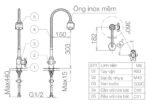 Bản vẽ kỹ thuật Vòi rửa bát VIGLACERA VG705 nước lạnh