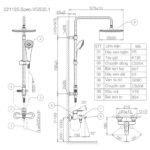 Bản vẽ kỹ thuật Vòi sen cây VIGLACERA VG532.1 nóng lạnh