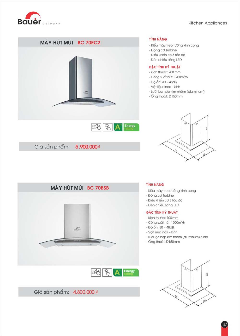 Catalogue BAUER Bang gia thiet bi bep vuathietbi.com 37