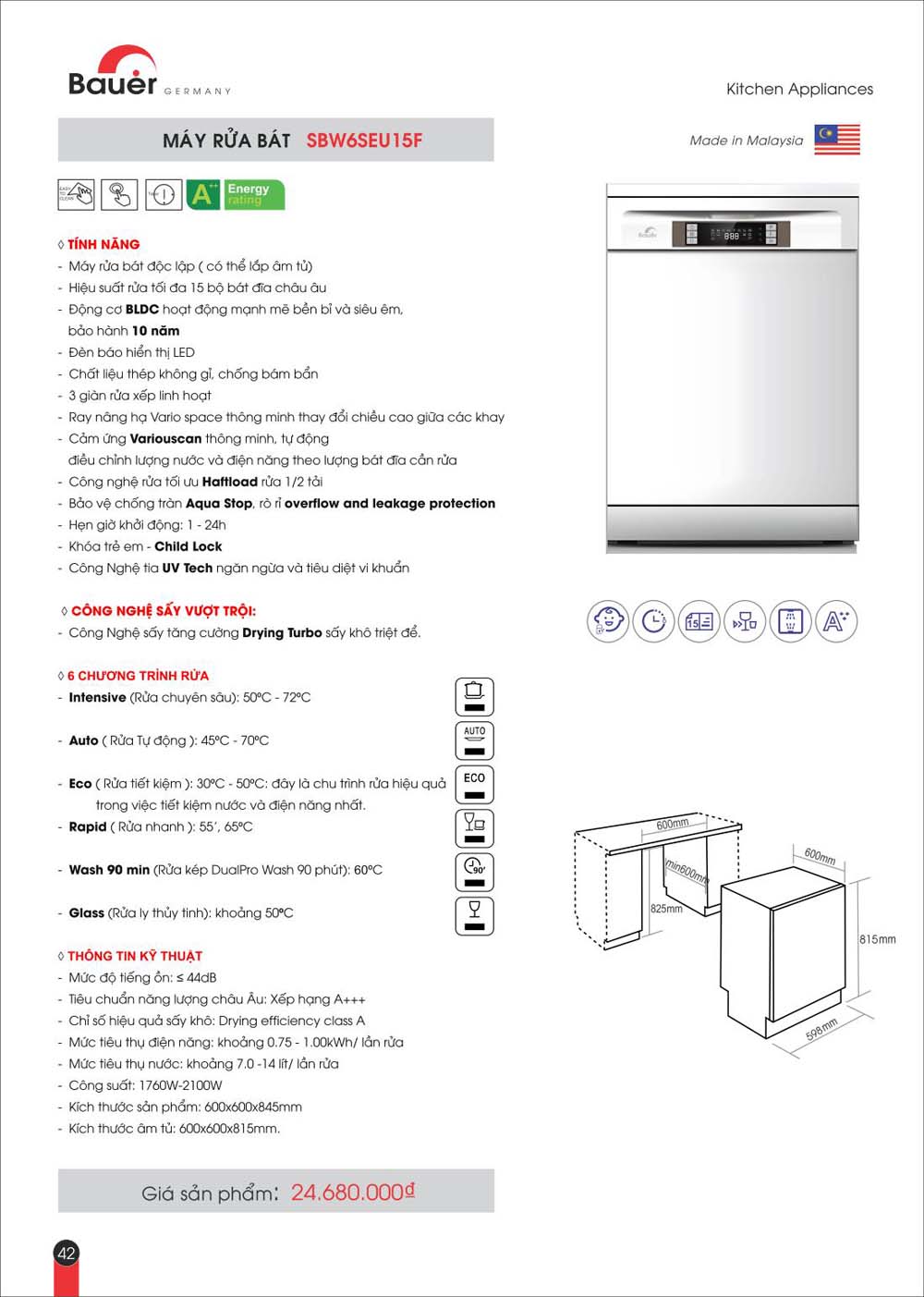 Catalogue BAUER Bang gia thiet bi bep vuathietbi.com 42