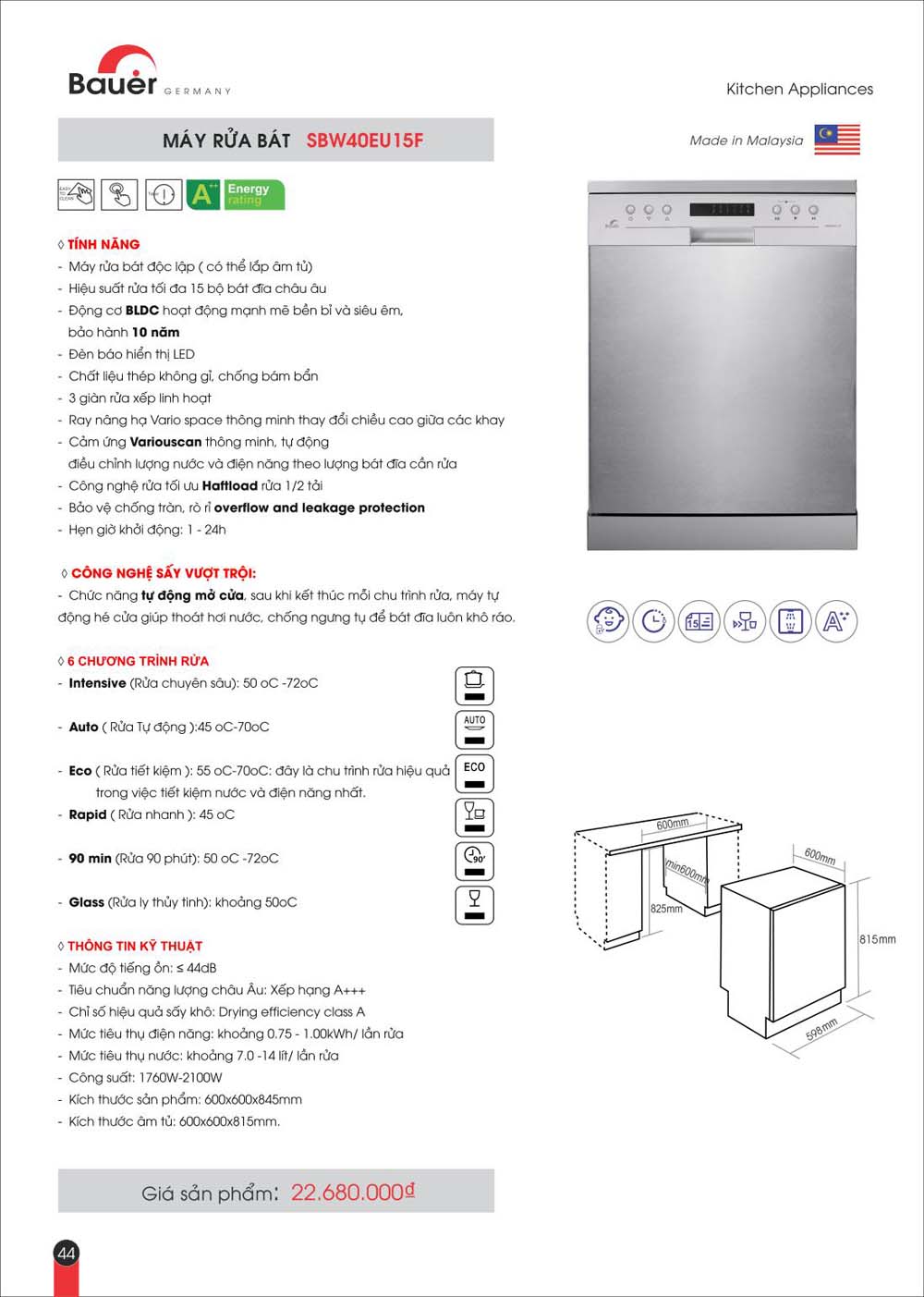 Catalogue BAUER Bang gia thiet bi bep vuathietbi.com 44