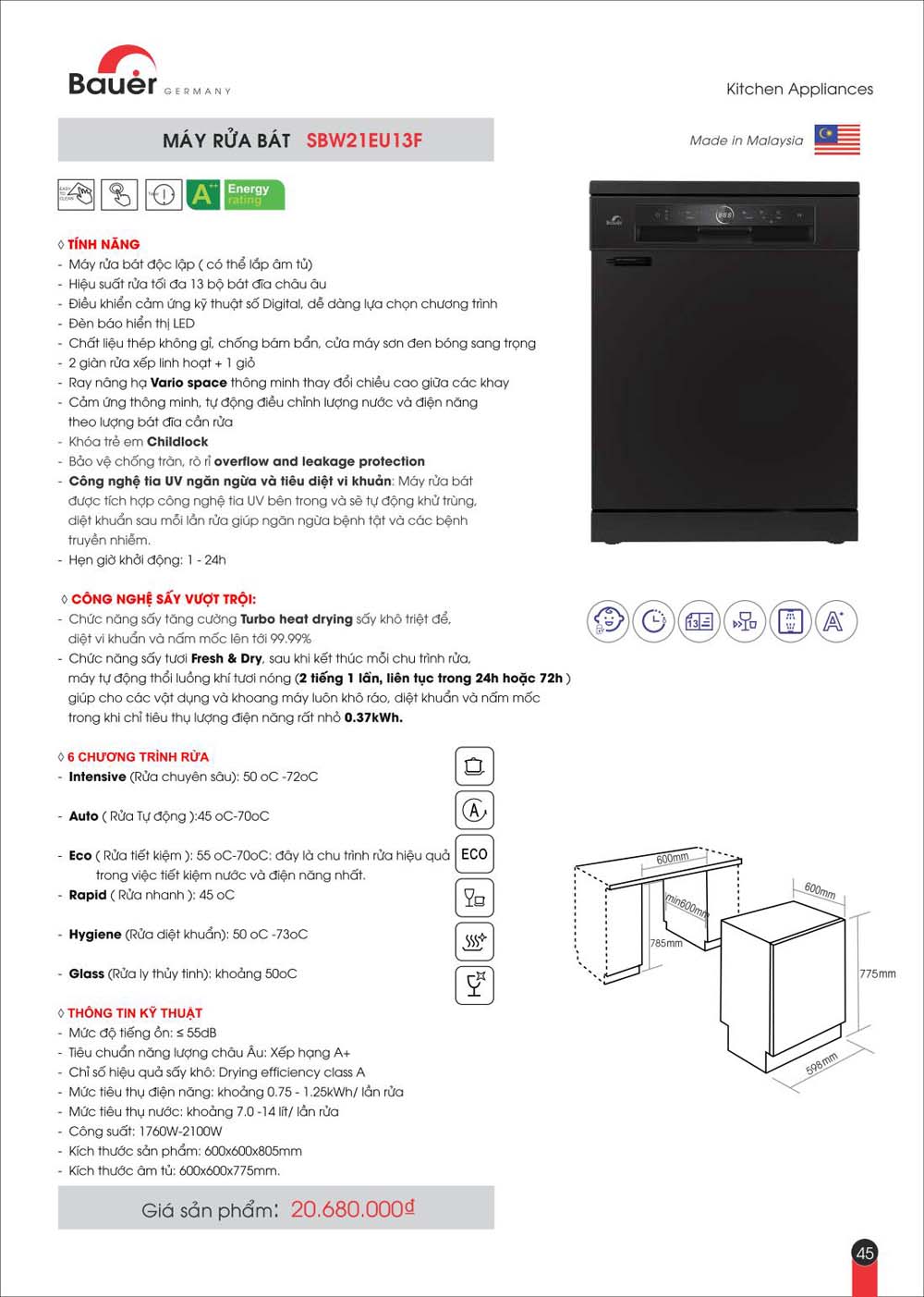 Catalogue BAUER Bang gia thiet bi bep vuathietbi.com 45