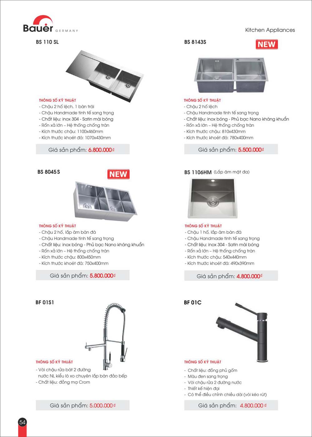 Catalogue BAUER Bang gia thiet bi bep vuathietbi.com 54